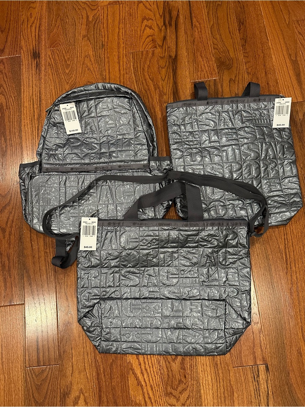 Lesportsac Lot of 3 bags NOHO Sterling Foil Quilted NWT